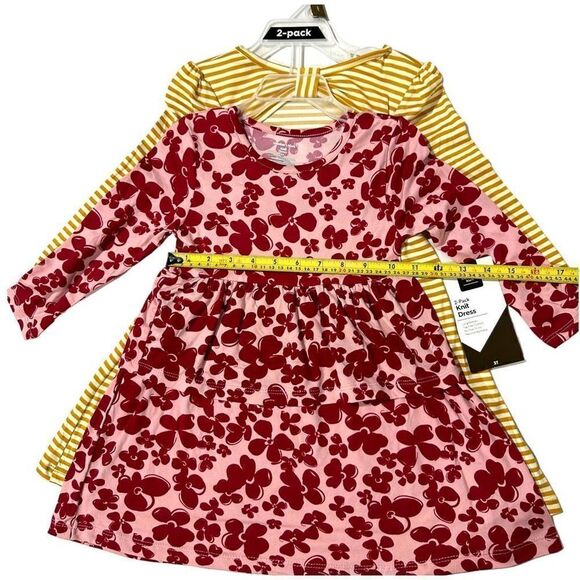 Member's Mark Girls' 2 Pack Dress Red Floral/Stripe Size 3T - Picture 8 of 15
